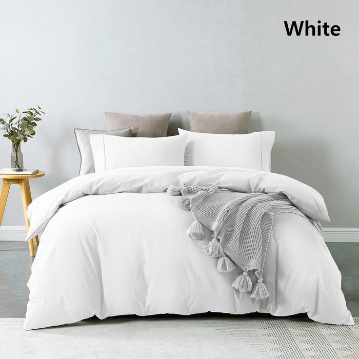 Royal Comfort Vintage Washed 100% Cotton Quilt Cover Set Bedding Ultra Soft Single White