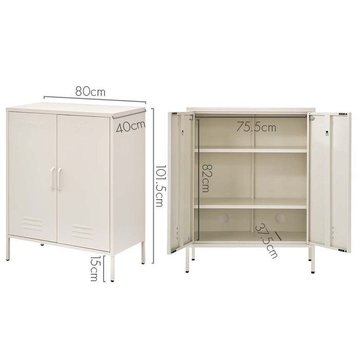 ArtissIn Sweetheart Metal Locker Storage Shelf Organizer Cabinet Buffet Sideboard White