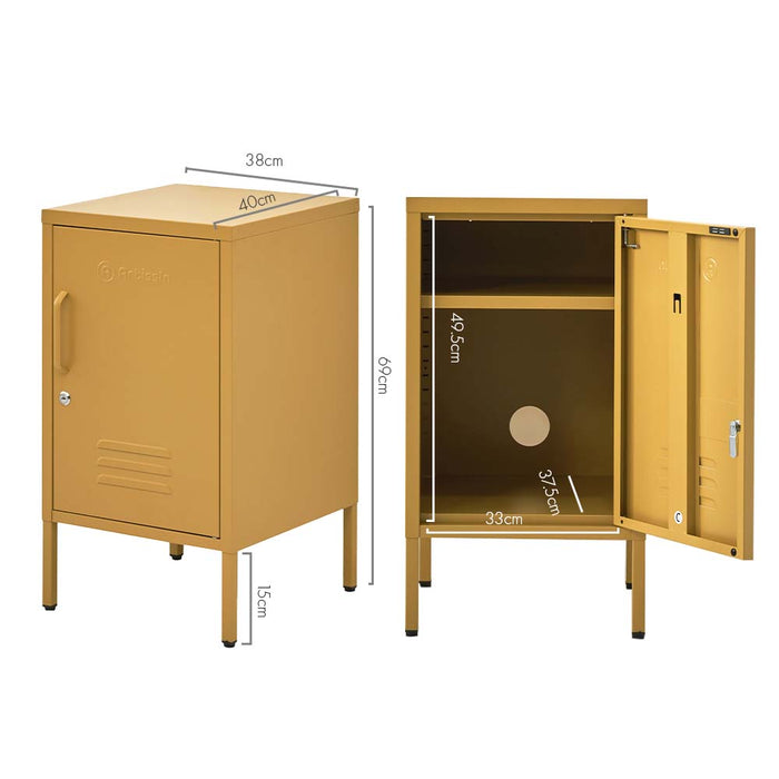 ArtissIn Mini Metal Locker Storage Shelf Organizer Cabinet Bedroom Yellow