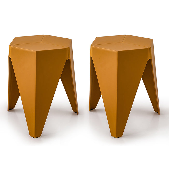 ArtissIn Set of 2 Puzzle Stool Plastic Stacking Stools Chair Outdoor Indoor Yellow