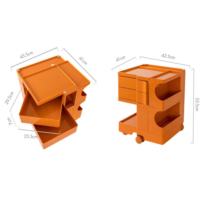 ArtissIn Replica Boby Trolley Storage Bedside Table Mobile Cart 3 Tier Orange