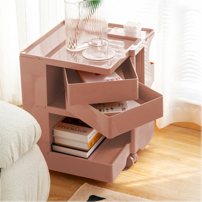 ArtissIn Replica Boby Trolley Mobile Storage Cart Shelf Drawer 3 Tier Pink