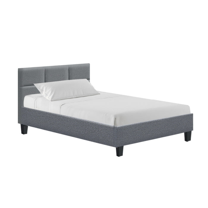 Tino Bed Frame Fabric - Grey King Single