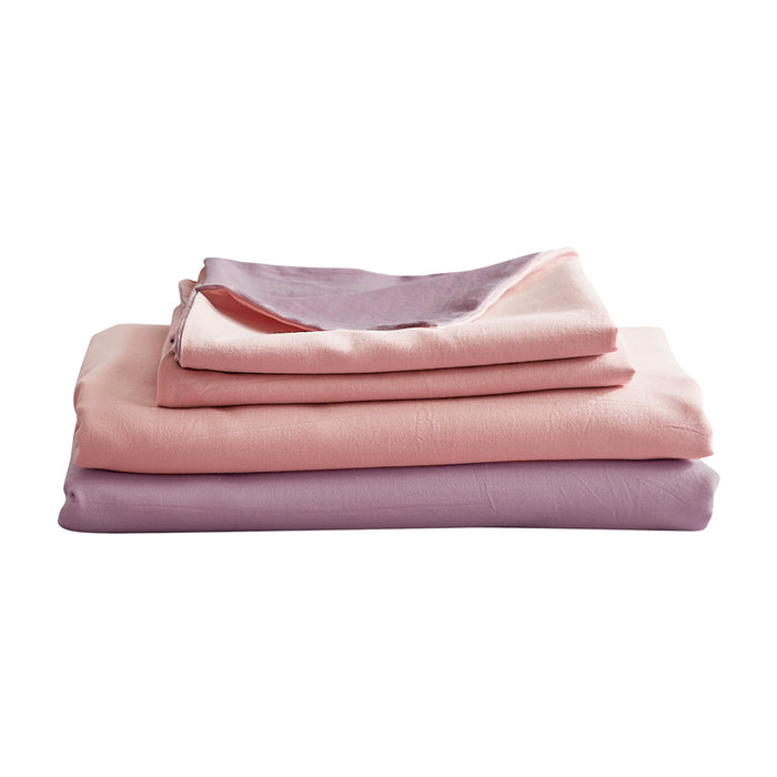 Cosy Club Cotton Sheet Set Bed Sheets Set Single Cover Pillow Case Pink Purple