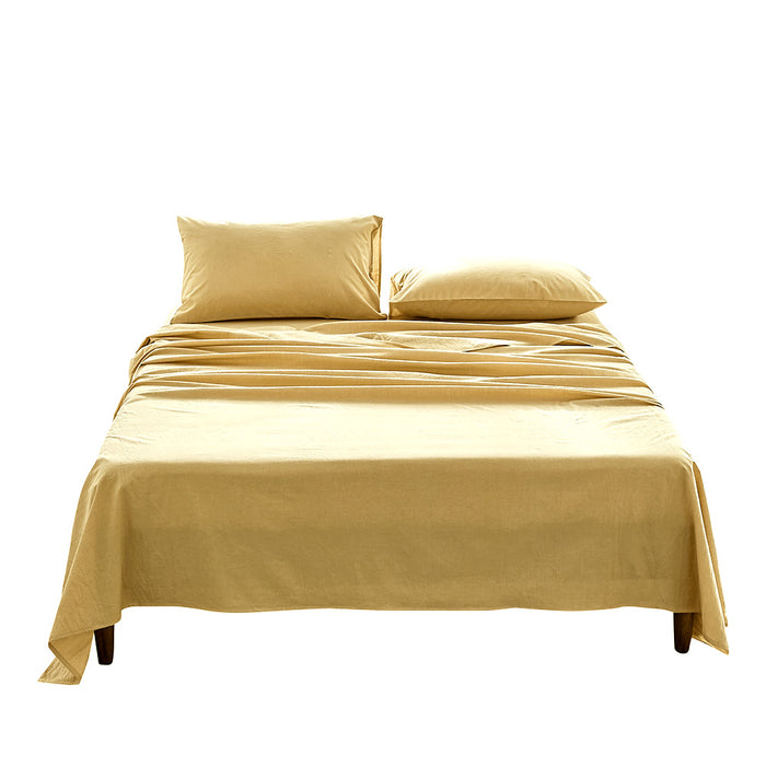 Cosy Club Sheet Set Bed Sheets Set Single Flat Cover Pillow Case Yellow Essential