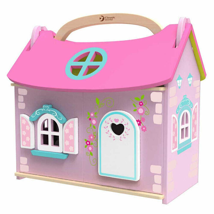 Classic World Princess Dream Home Wooden Dolls House Play Set | Princess Pink