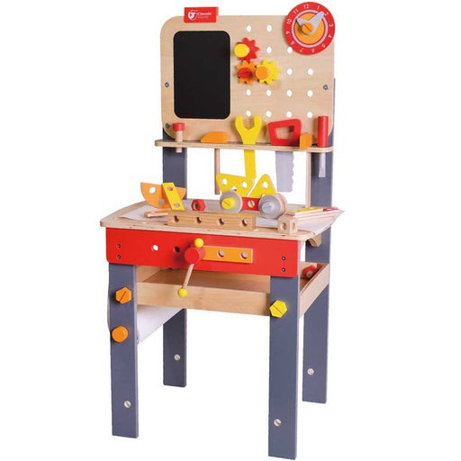 Classic World Wooden Kids Workbench Set | Red/Natural