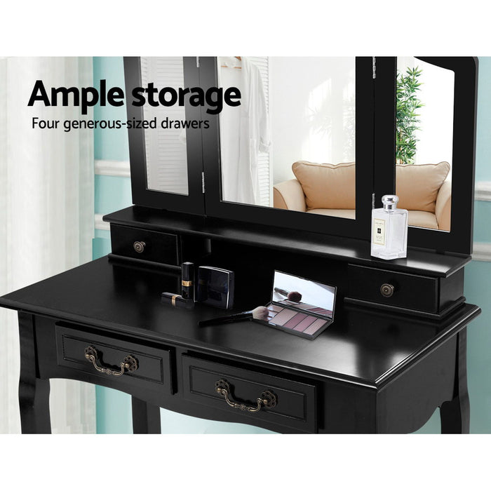 Artiss Dressing Table with Mirror - Black