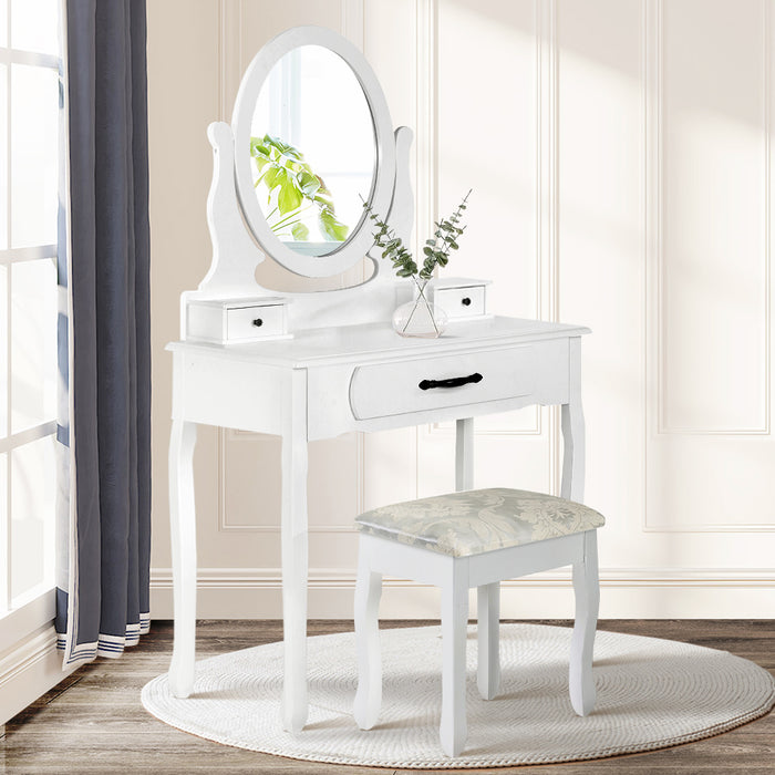 Artiss Dressing Table Stool Makeup Mirror Drawer White Jewellery Cabinet
