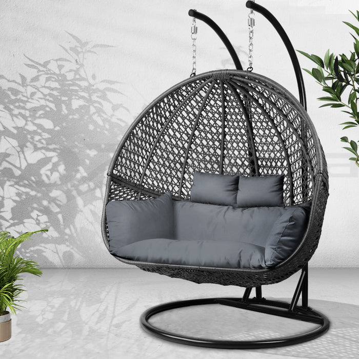 Gardeon Outdoor Double Hanging Swing Chair - Black