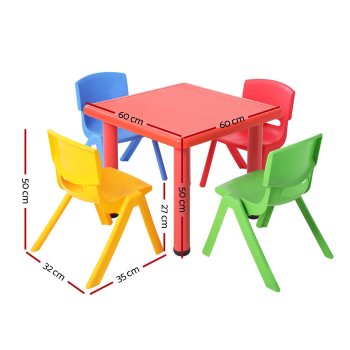 Keezi Kids Table and 4 Chairs Set Children Plastic Activity Play Outdoor 60x60cm