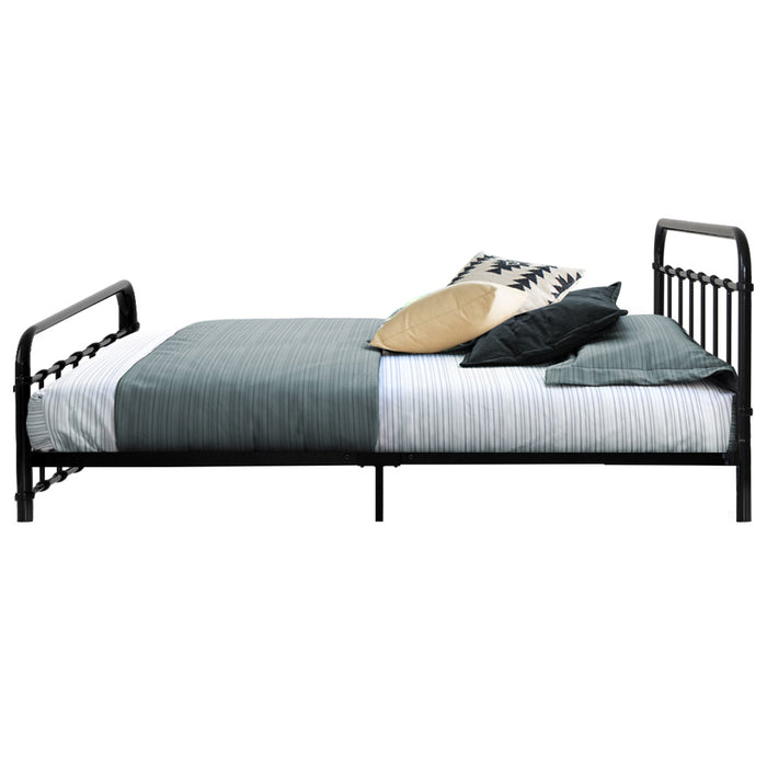 Metal Bed Frame Single Size Platform Foundation Mattress Base Leo Black