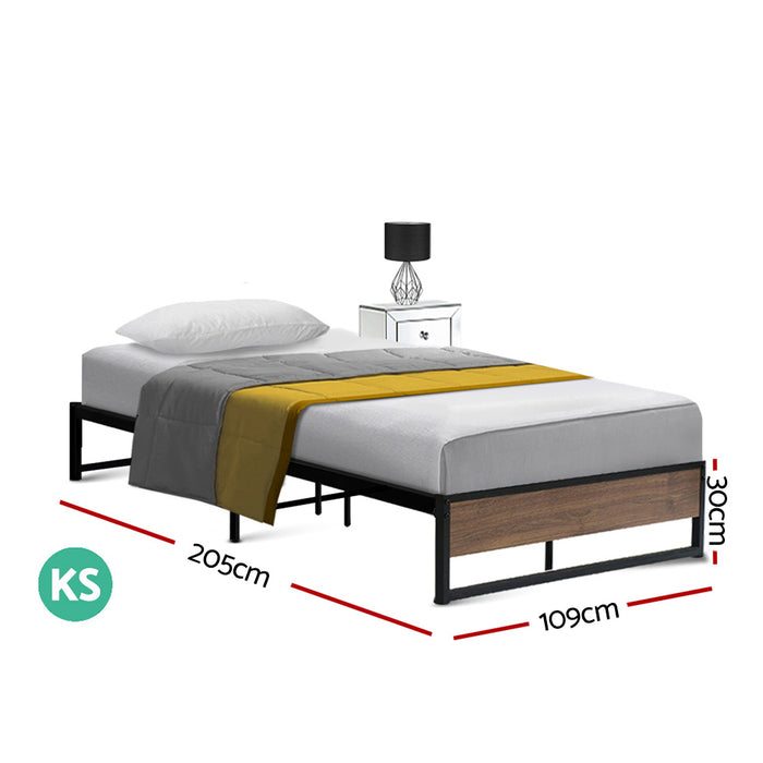 Artiss Metal Bed Frame King Single Size Mattress Base Platform Wooden Black OSLO