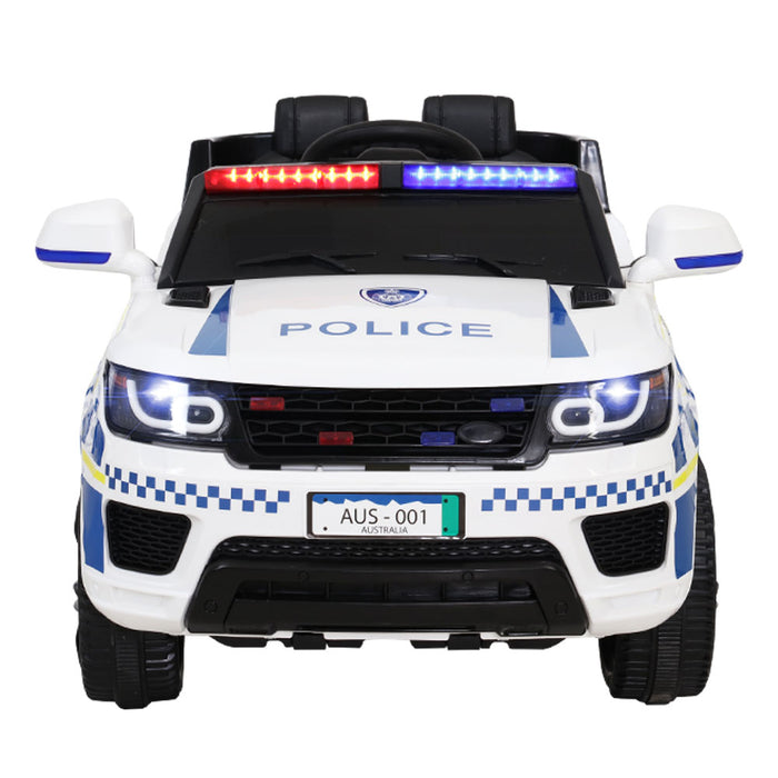 Rigo Kids Ride On Car Inspired Patrol Police Electric Powered Toy Cars White