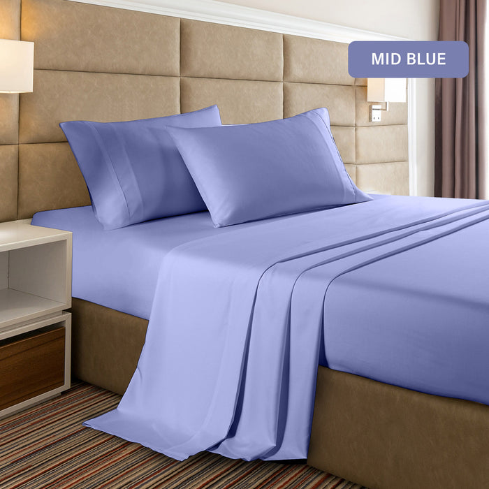 Casa Decor 2000 Thread Count Bamboo Cooling Sheet Set Ultra Soft Bedding Double Mid Blue