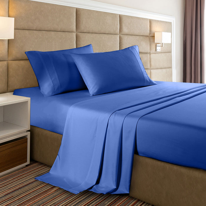 Casa Decor 2000 Thread Count Bamboo Cooling Sheet Set Ultra Soft Bedding Single Royal Blue