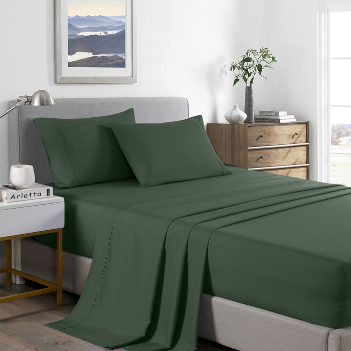 Royal Comfort 2000 Thread Count Bamboo Cooling Sheet Set Ultra Soft Bedding Queen Olive
