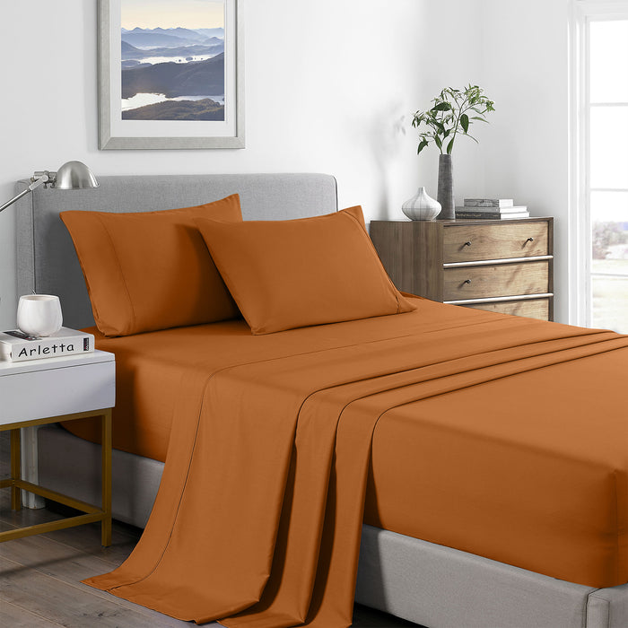 Royal Comfort 2000 Thread Count Bamboo Cooling Sheet Set Ultra Soft Bedding King Rust