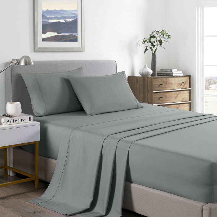 Royal Comfort 2000 Thread Count Bamboo Cooling Sheet Set Ultra Soft Bedding Single Mid Grey