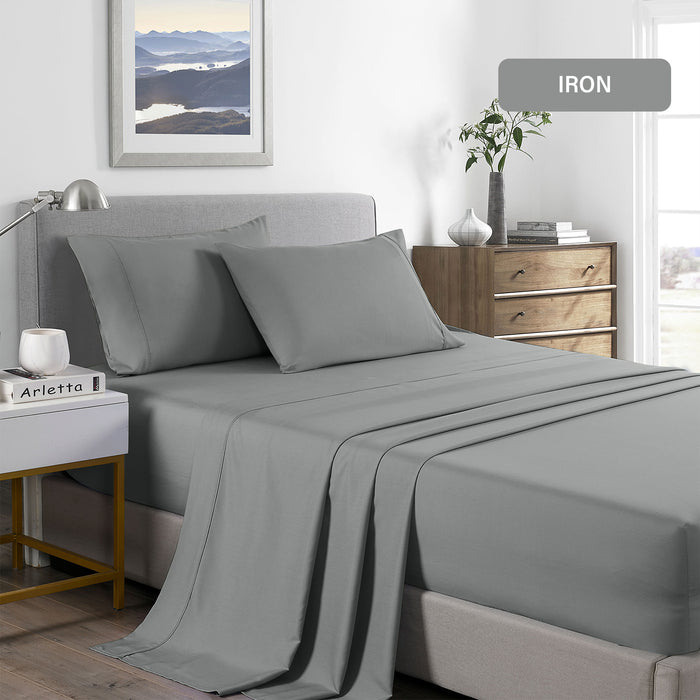 Royal Comfort 2000 Thread Count Bamboo Cooling Sheet Set Ultra Soft Bedding Single Mid Grey
