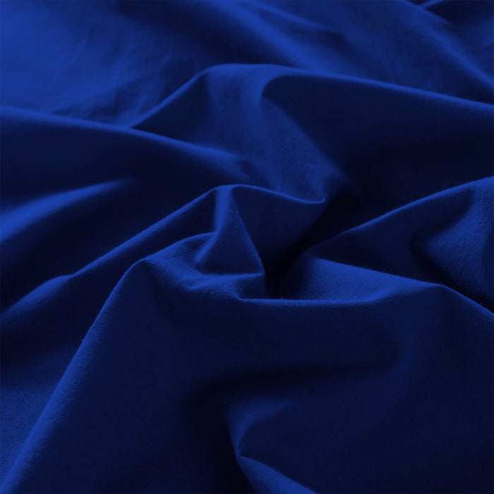 Royal Comfort Vintage Washed 100% Cotton Sheet Set Fitted Flat Sheet Pillowcases Single Royal Blue