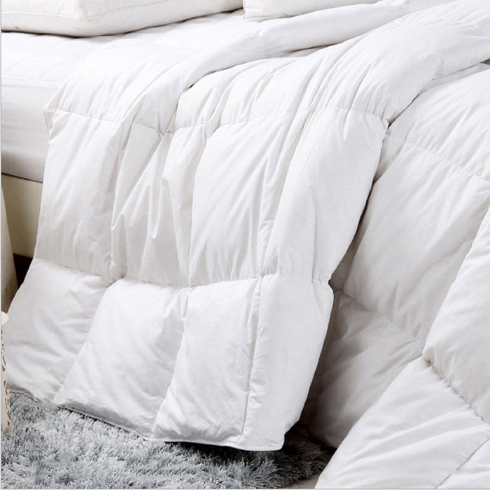Royal Comfort 500GSM Goose Feather Down Quilt And Bamboo Quilted Pillow Set Double White