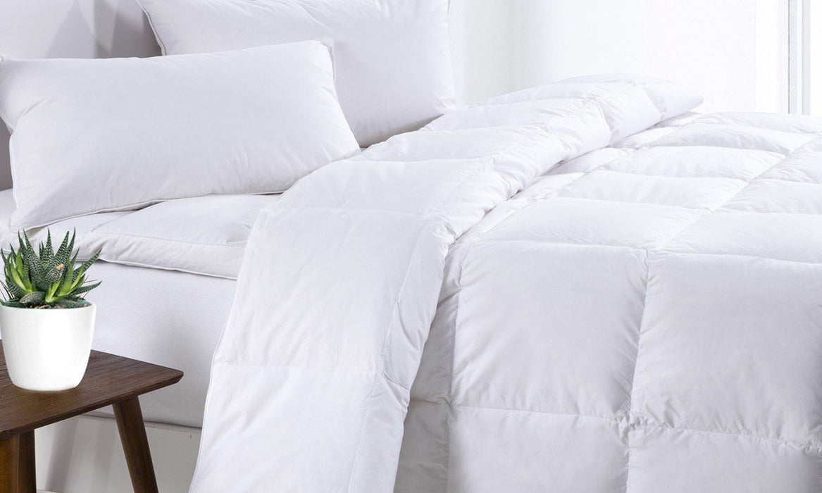 Royal Comfort 500GSM Goose Feather Down Quilt And Bamboo Quilted Pillow Set King White