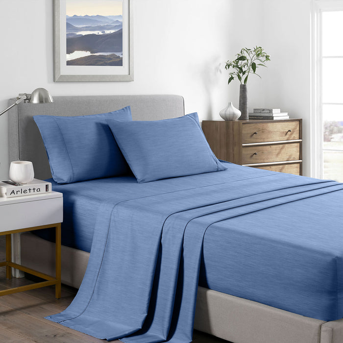 Royal Comfort 2000 Thread Count Bamboo Cooling Sheet Set Ultra Soft Bedding Double Denim