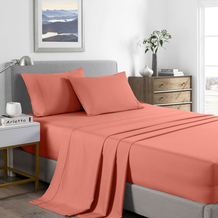 Royal Comfort 2000 Thread Count Bamboo Cooling Sheet Set Ultra Soft Bedding King Single Peach