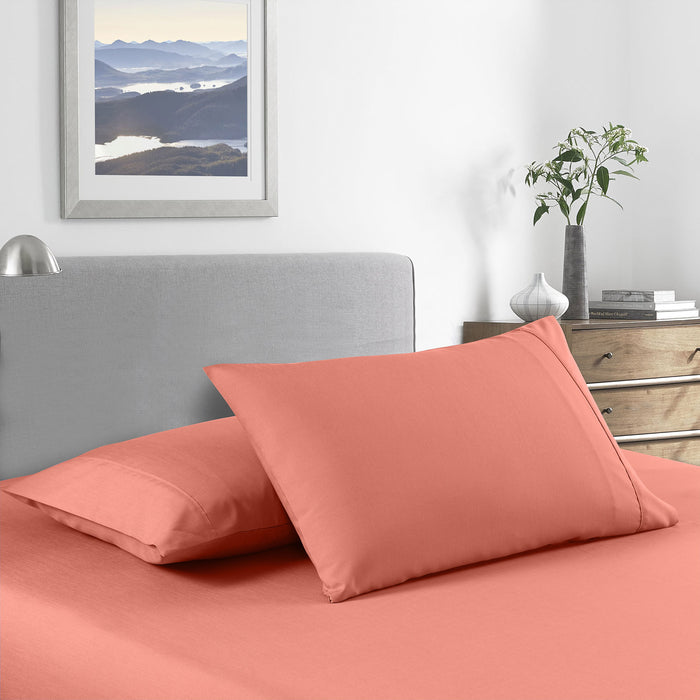 Royal Comfort 2000 Thread Count Bamboo Cooling Sheet Set Ultra Soft Bedding King Single Peach