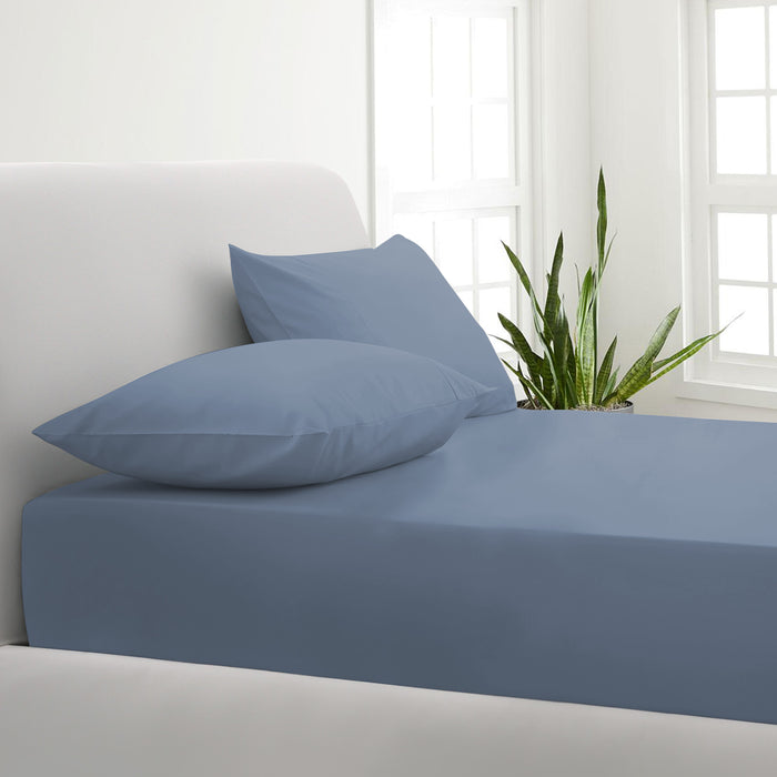 Park Avenue 1000TC Cotton Blend Sheet & Pillowcases Set Hotel Quality Bedding Single Blue Fog
