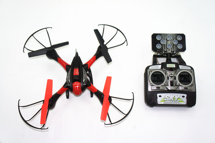 Sky Hawkeye Six-Axis Gyro-Stabilised LED Navigation Quadcopter Real-Time Drone  Black, Red