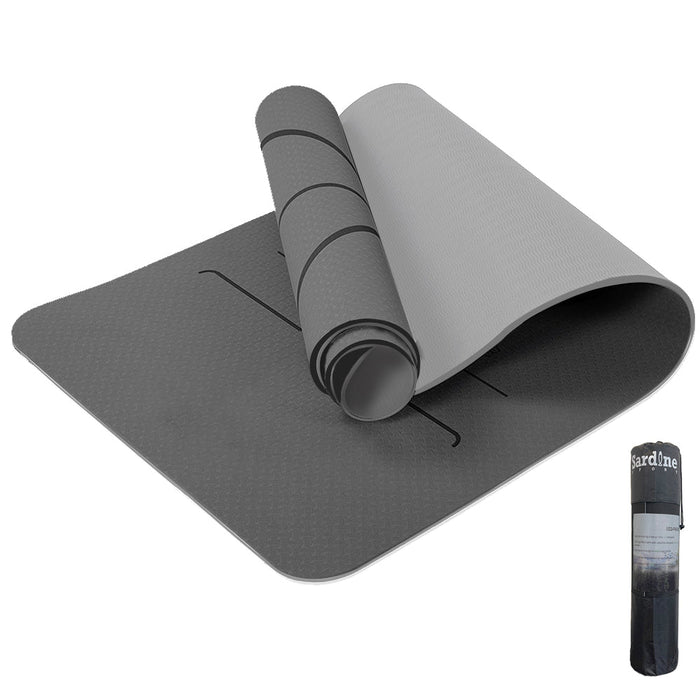 sardine sport tpe yoga mat exercise workout mats fitness mat for home workout home gym extra thick large Black 8mm