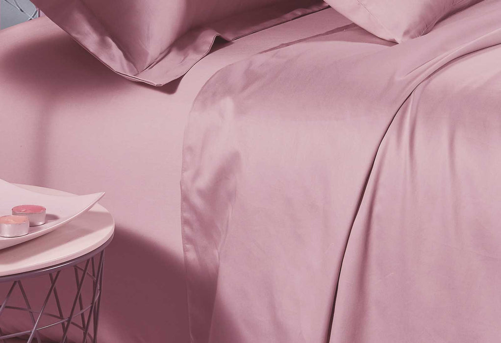 Luxton King Single Size 500TC Cotton Sateen Fitted Sheet (Pink Color)
