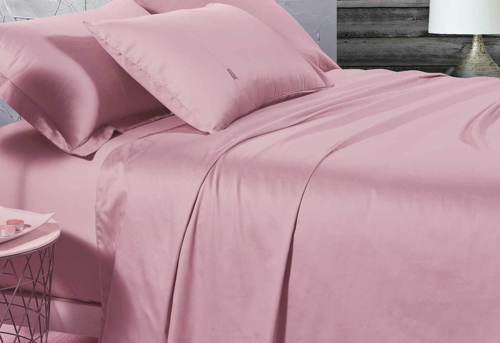 Luxton Single Size 500TC Cotton Sateen Fitted Sheet (Pink Color)