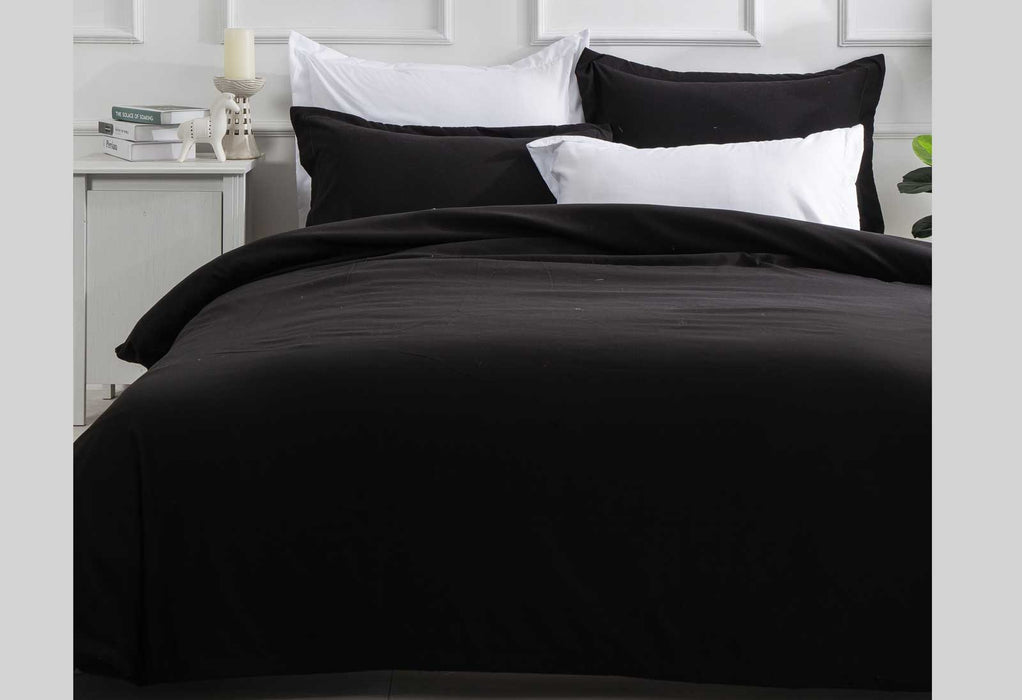 Luxton Single Size Black Color Quilt Cover Set (2PCS)