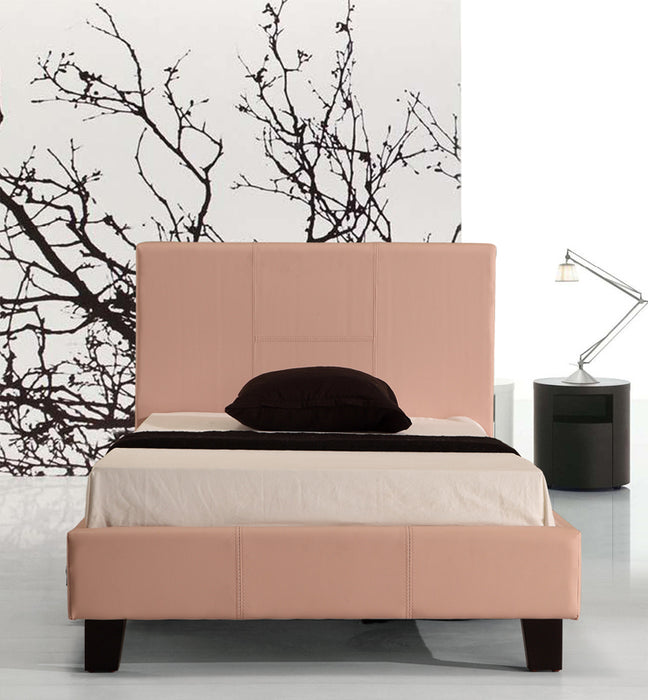 Single PU Leather Bed Frame Pink