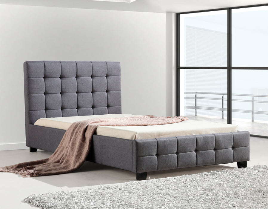 King Single Linen Fabric Deluxe Bed Frame Grey