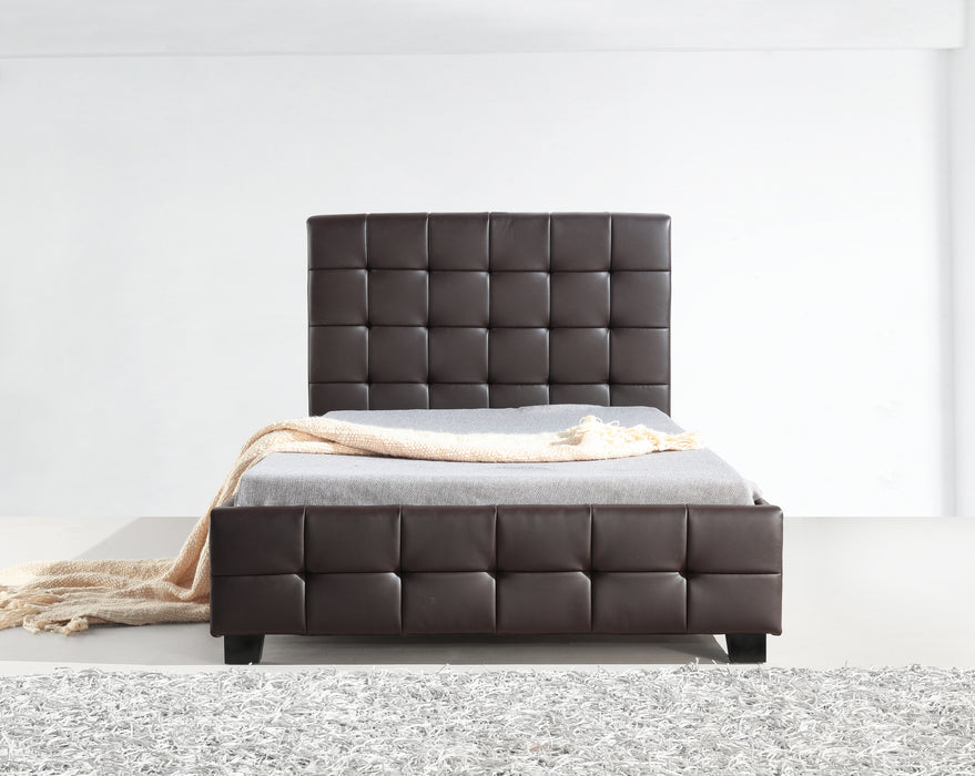 King Single PU Leather Deluxe Bed Frame Brown