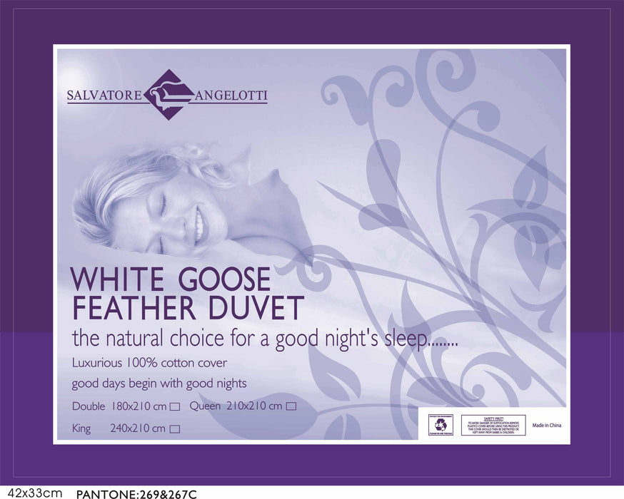 King Single Quilt - 100% White Goose Feather