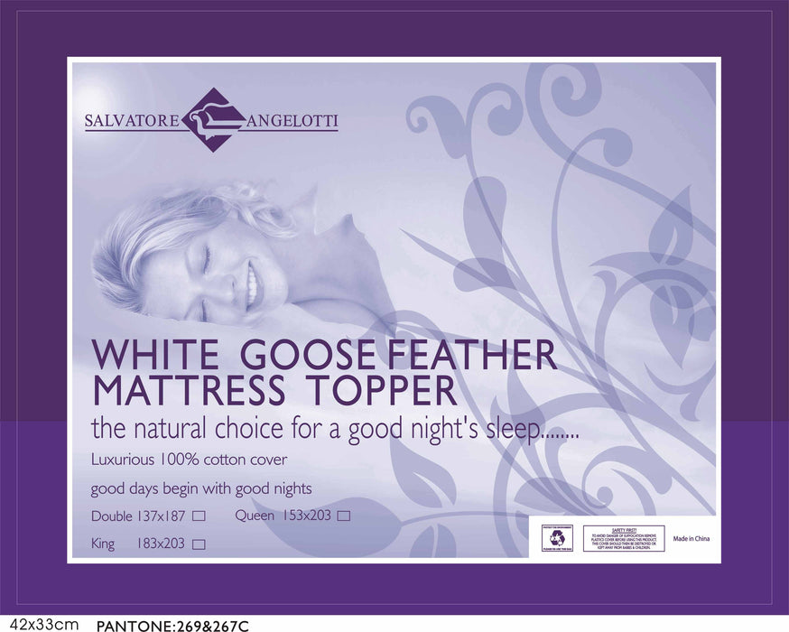 King Single Mattress Topper - 100% Goose Feather