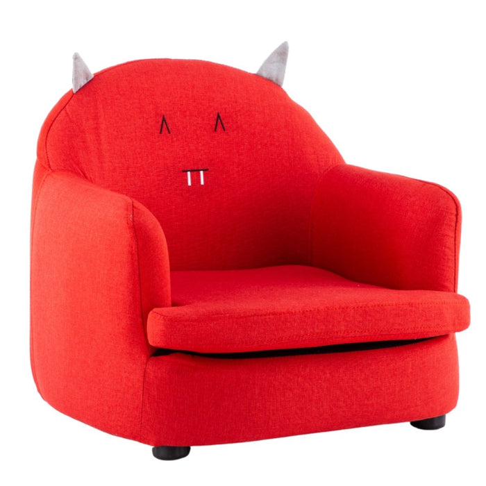 Matty Red Solid Wooden Structure Fabric Kid Sofa