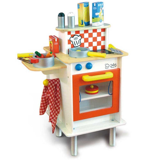 Vilac Double Sided Large Kids Wooden Kitchen Play Set with Accessories | Red/White
