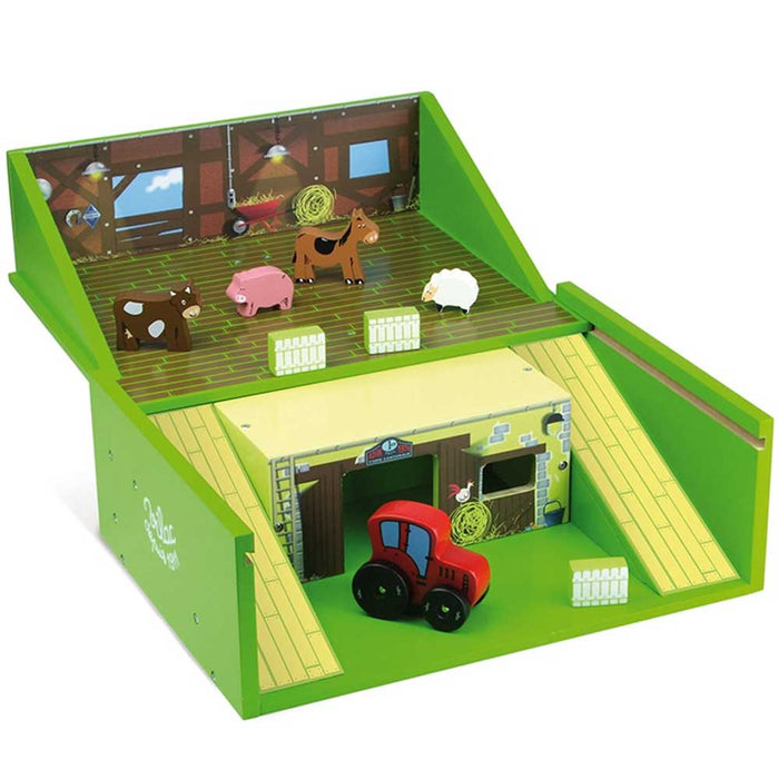 Vilac Wooden Farm in a Suitcase Play Set | Grass Green