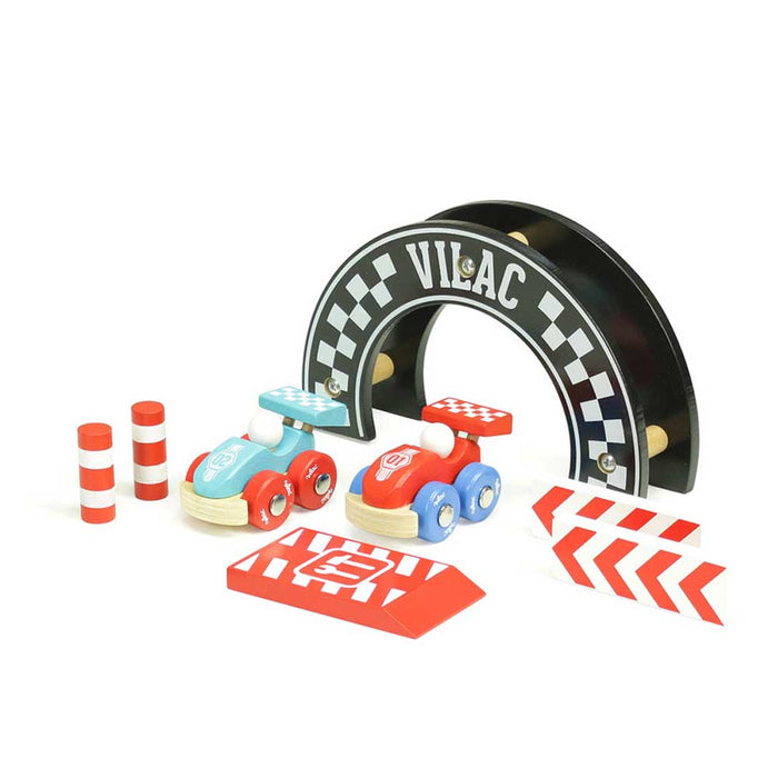 Vilac Wooden Little Race Circuit Play Set | Blue/Red