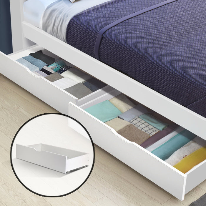 Artiss 2x Storage Drawers Trundle for Single Wooden Bed Frame Base Timber White