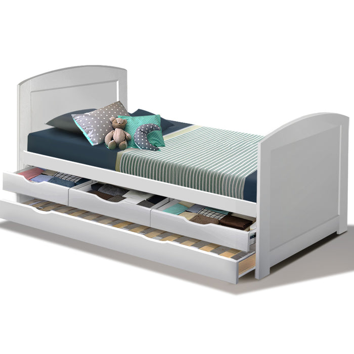Artiss Single Wooden Trundle Bed Frame Timber Kids Adults