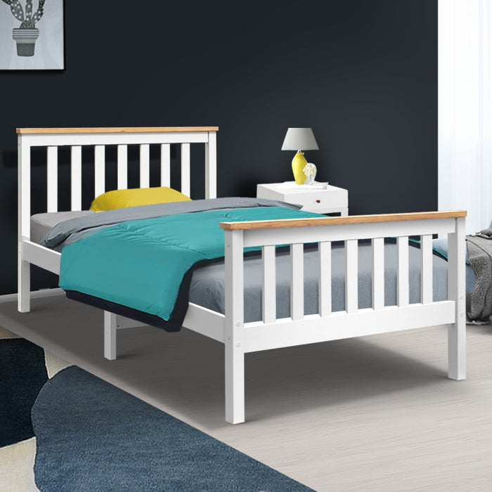 Artiss King Single Wooden Bed Frame Timber  Kids Adults