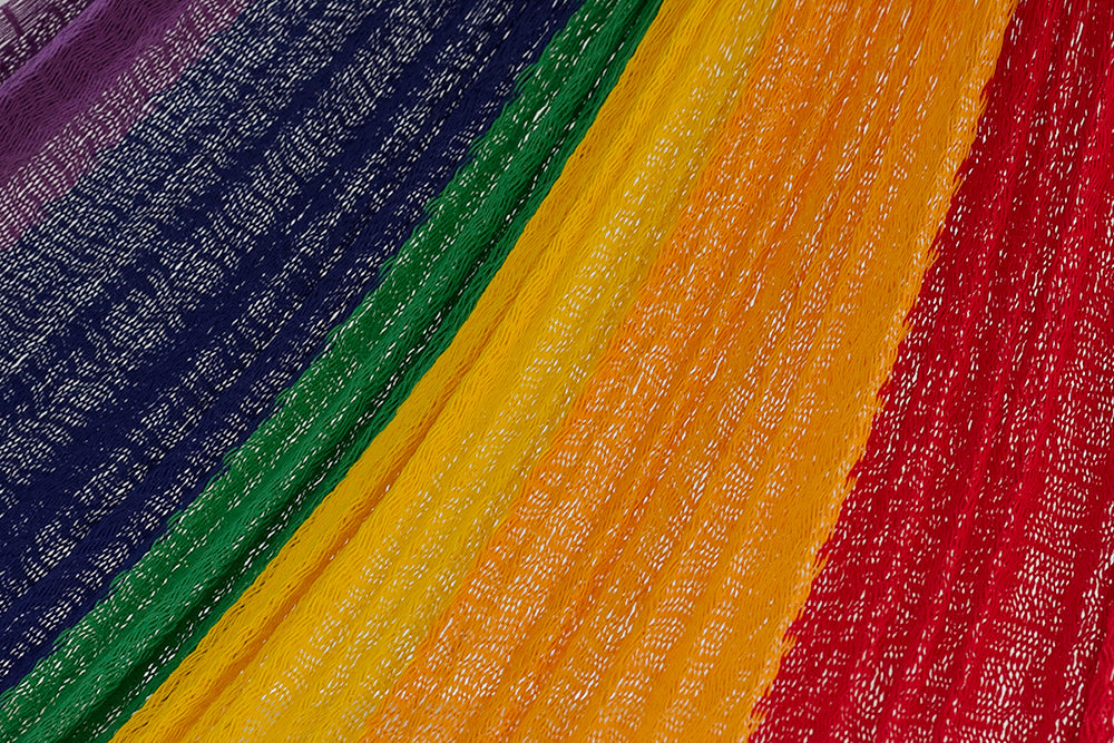 Single Size Cotton Mexican Hammock in Rainbow Colour