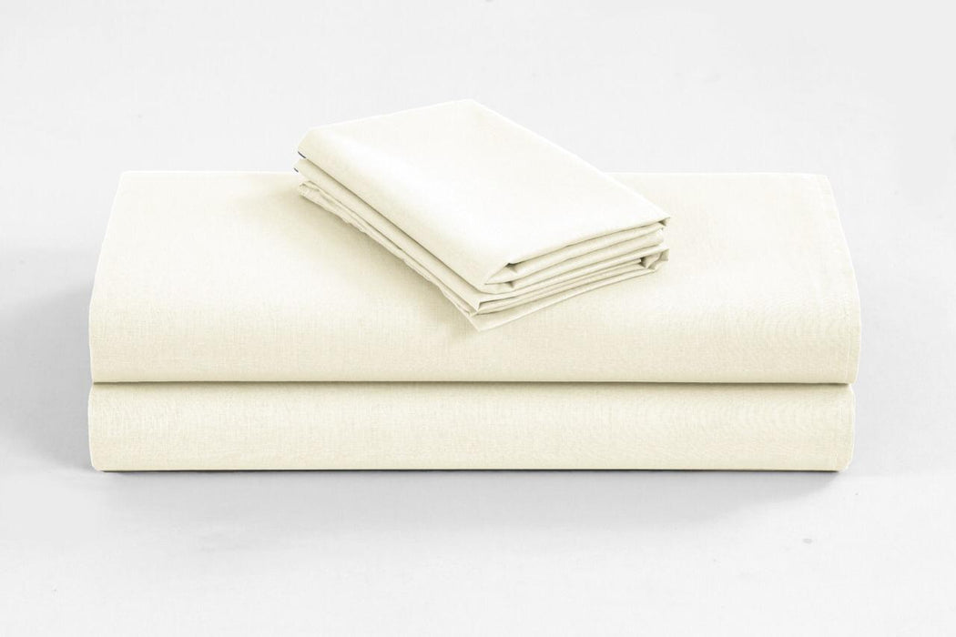 Elan Linen 1200TC Organic Cotton Cream Single Sheet Sets